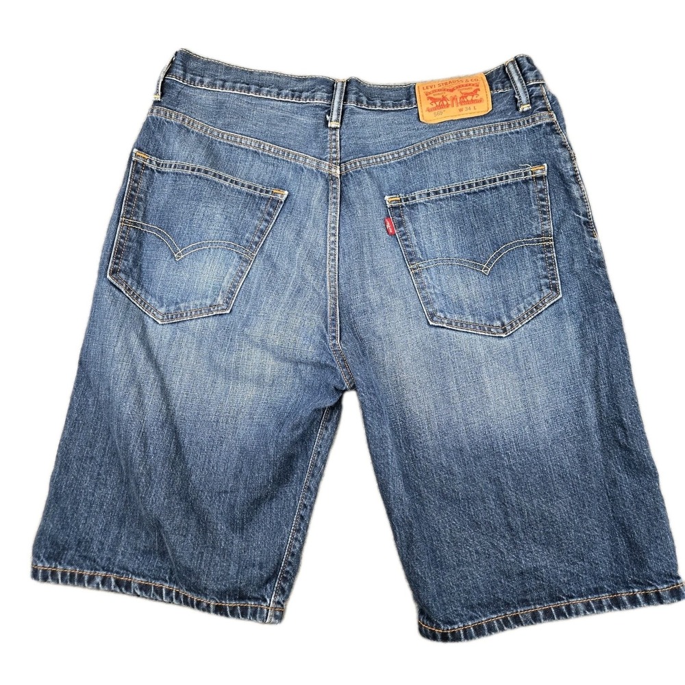 Levi's 569 Denim Shorts Men's Size 34 Blue Medium Wash Jorts Loose Fit 5 Pocket - Picture 8 of 8